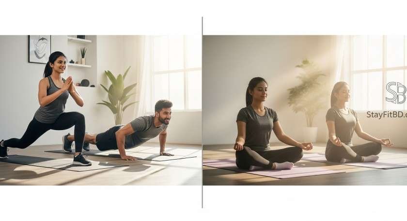 AI‑গাইডেড ১০‑মিনিট হোম ওয়ার্কআউট + মানসিক শান্তির জন্য Mindfulness কুলডাউন (Bangla & English)