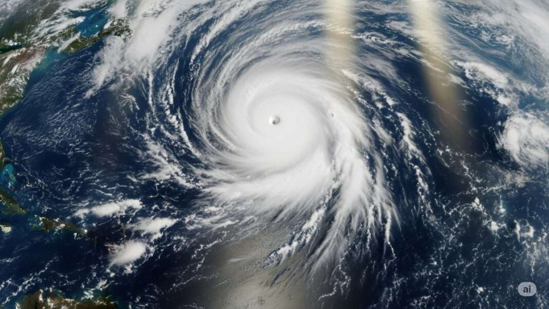 Satellite view of developing Atlantic tropical depression