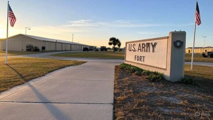 Fort Stewart shooting scene at army base entrance